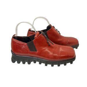 Vintage Donald J Pliner Agnes Red Calf Leather Zip Shoes Size 9.5M Made in Italy